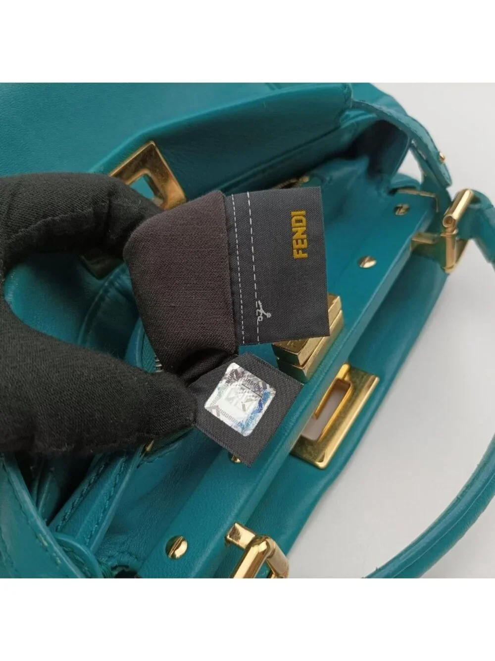 Fendi Peekaboo Mini Blue Leather Handbag